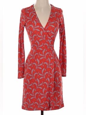 Ann Taylor Matte Jersey Wrap Dress - NWT Orange Leaf Print